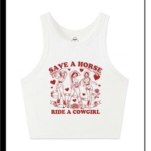 Ride A Cowgirl Valentine's Day Y2K Crop Tank Top Cherrykitten